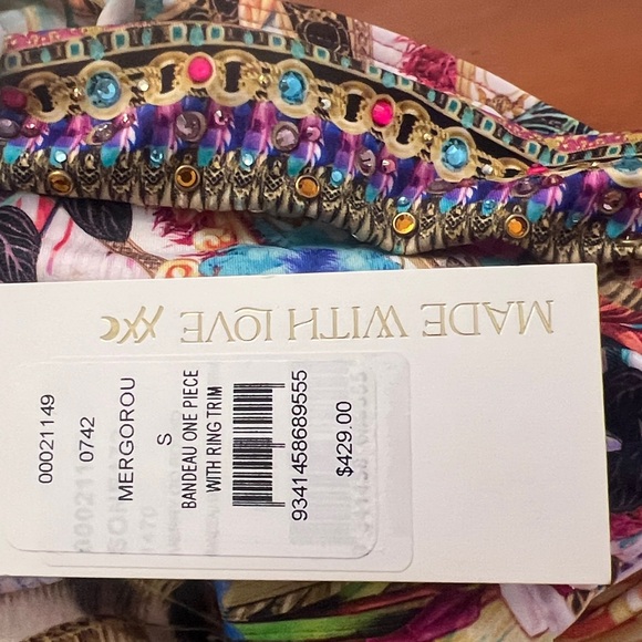 NWT $429 Camilla Mergorou Bandeau one Piece Ring Trim Size S Crystal Leopard - Picture 15 of 15